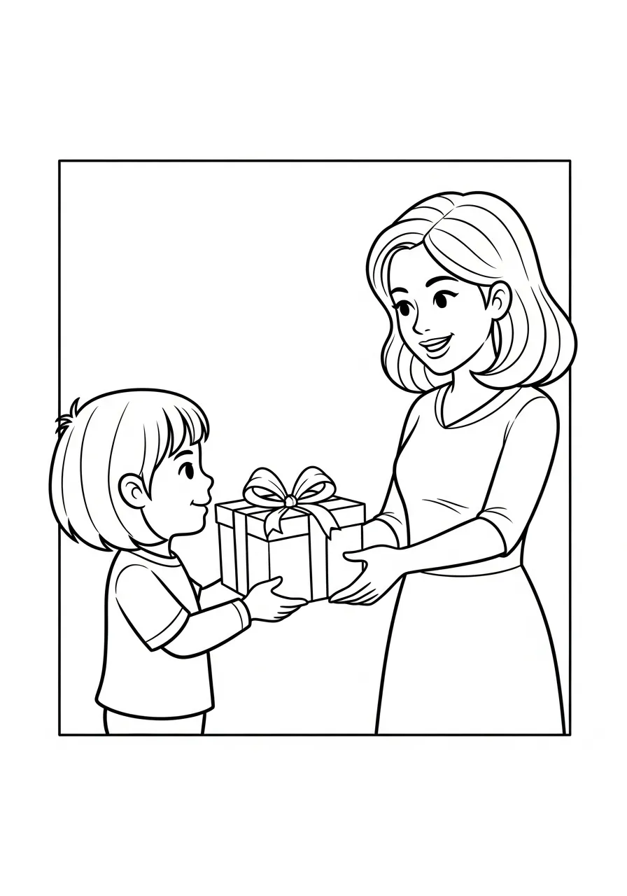 Kleurplaat Verjaardag Mama 9 een cadeau voor mama kleurplaat