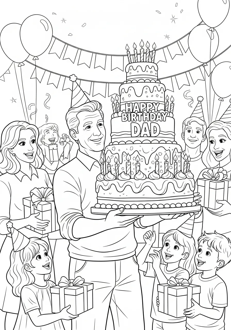 Kleurplaat Verjaardag Papa 8 een feest voor papa kleurplaat