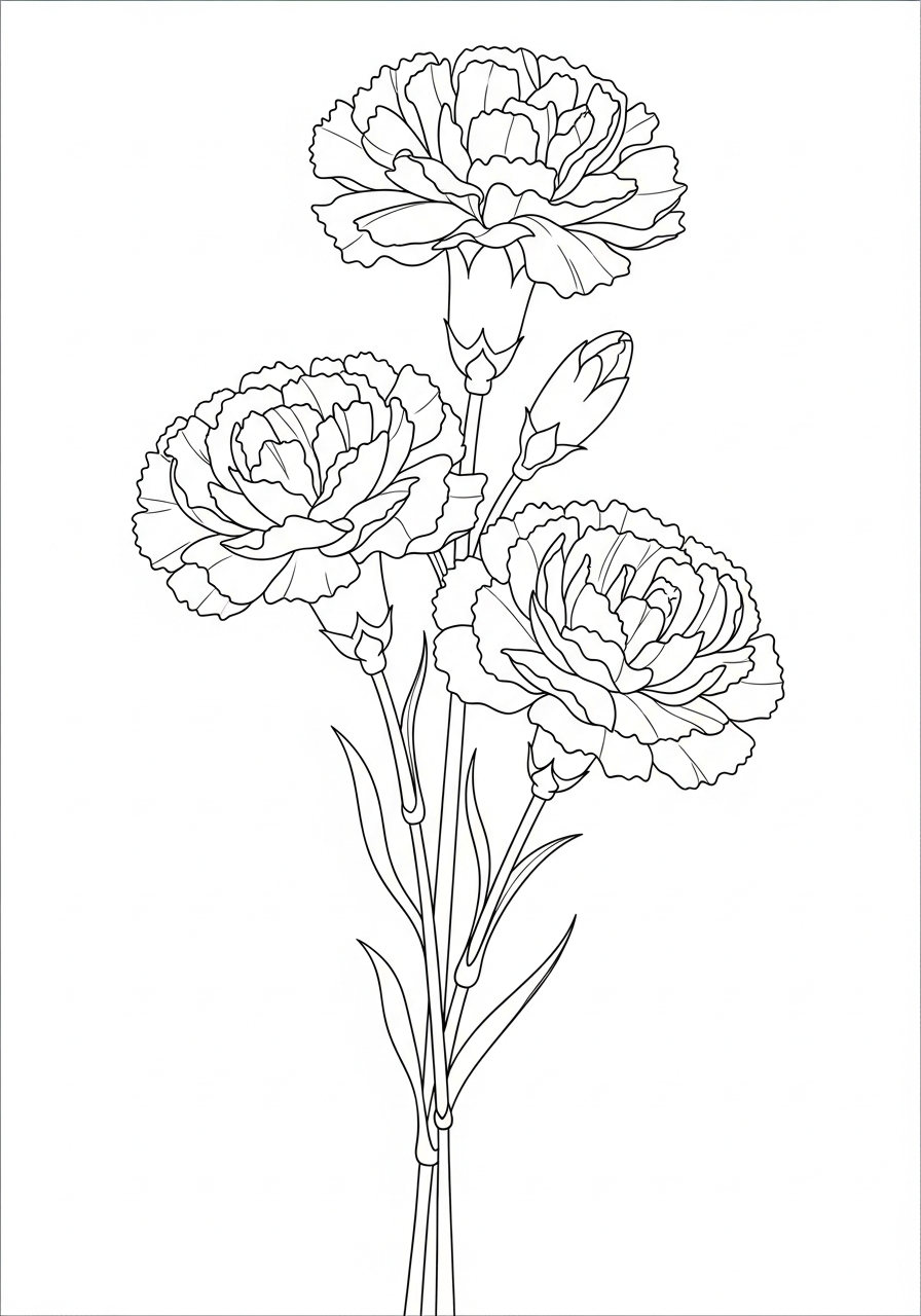 Anjer kleurplaat 10 eenvoudige anjerpracht kleurplaat