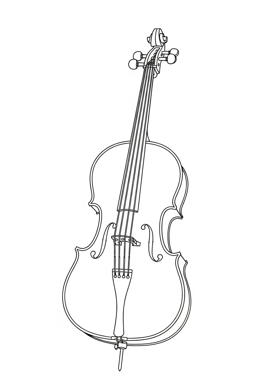 Kleurplaat Cello 15 eenvoudige cello tekening kleurplaat