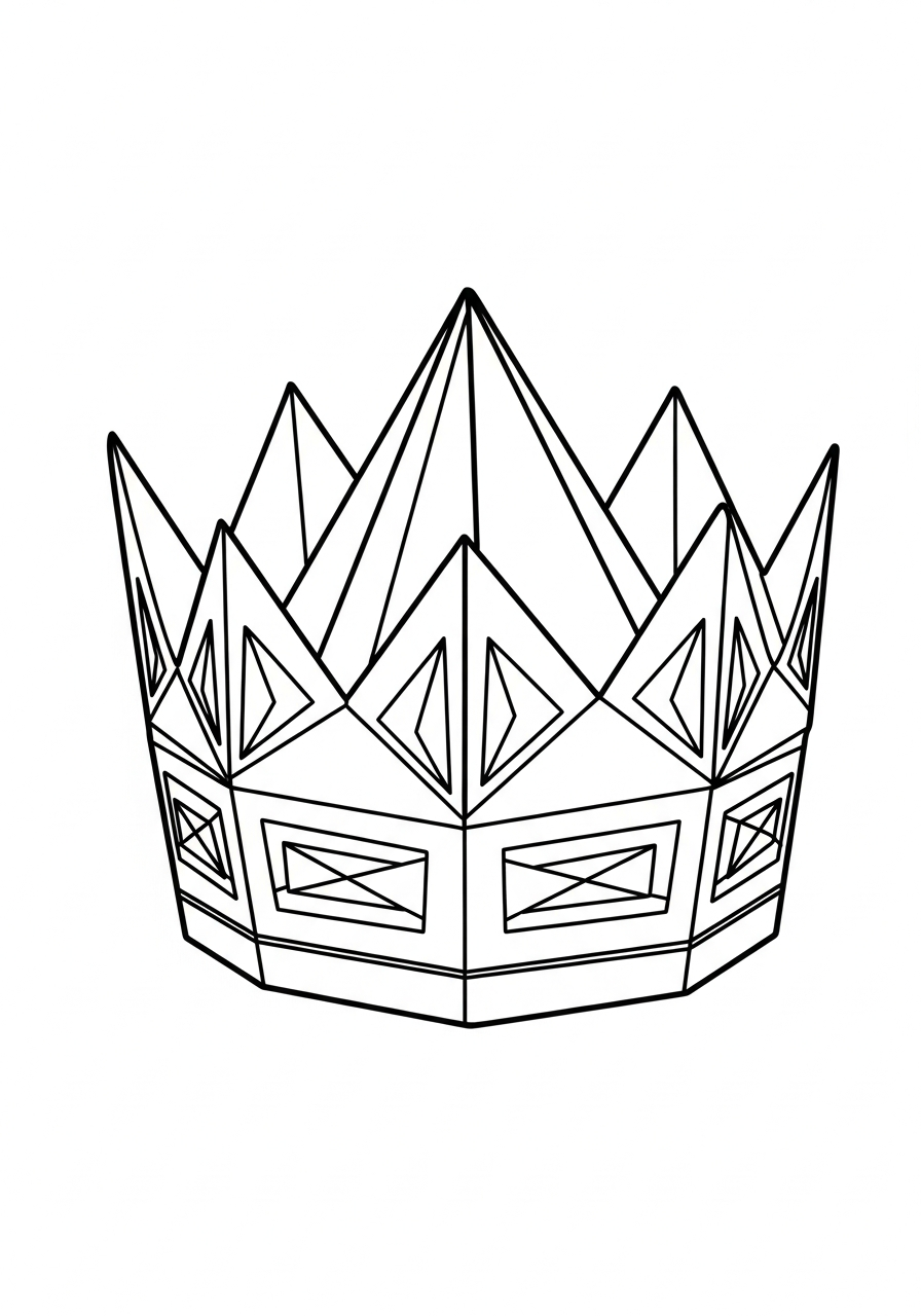 Kroon Kleurplaat 23 eenvoudige driehoekige kroon kleurplaat