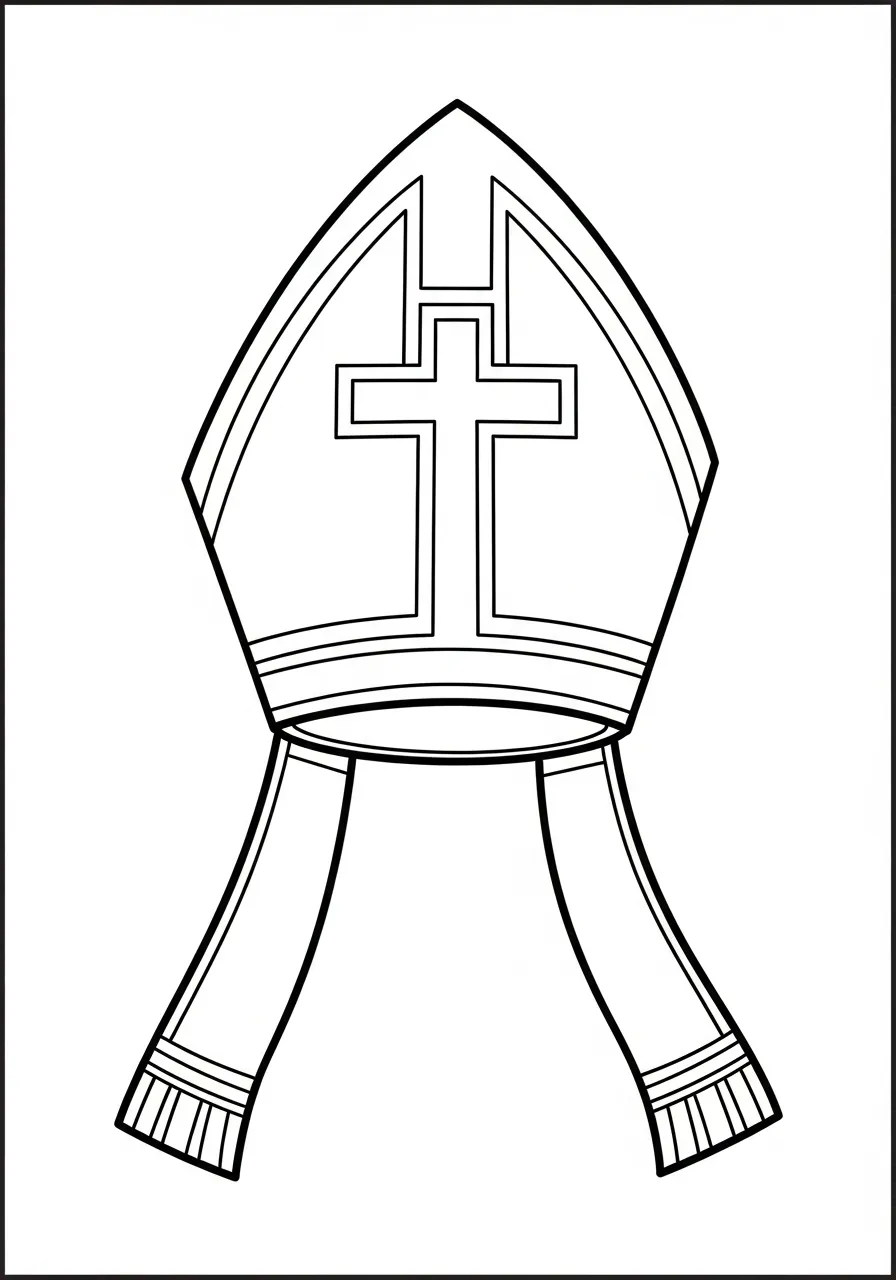 eenvoudige mijter met kruis kleurplaat