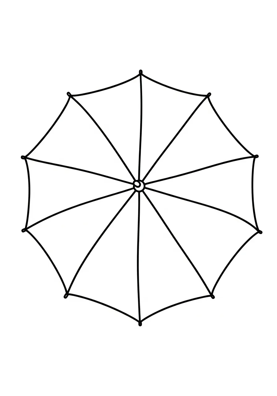 Paraplu Kleurplaat 13 eenvoudige rond paraplu bovenaanzicht kleurplaat