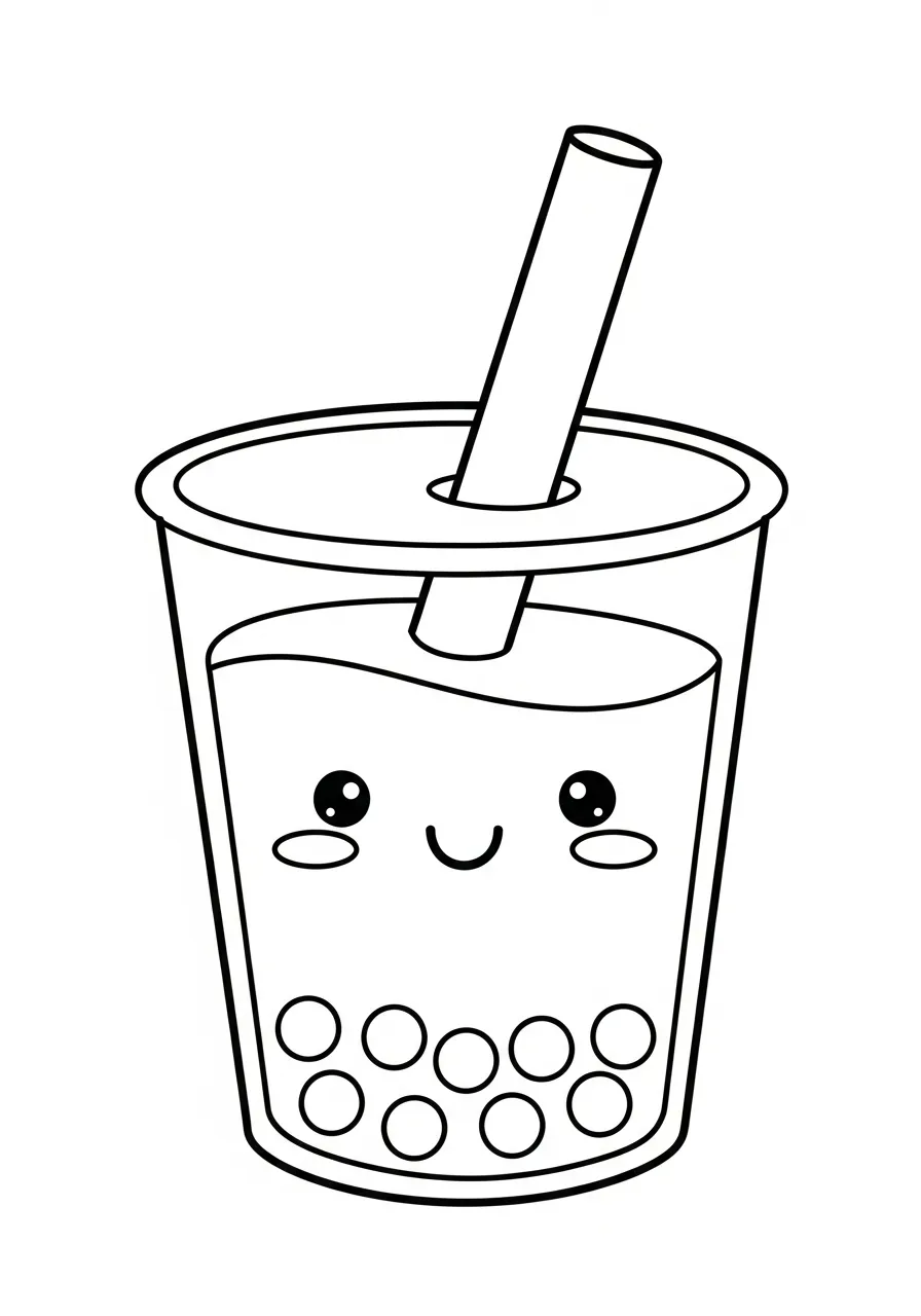Kleurplaat Bubble Tea 12 eenvoudige schattige bubble tea beker kleurplaat