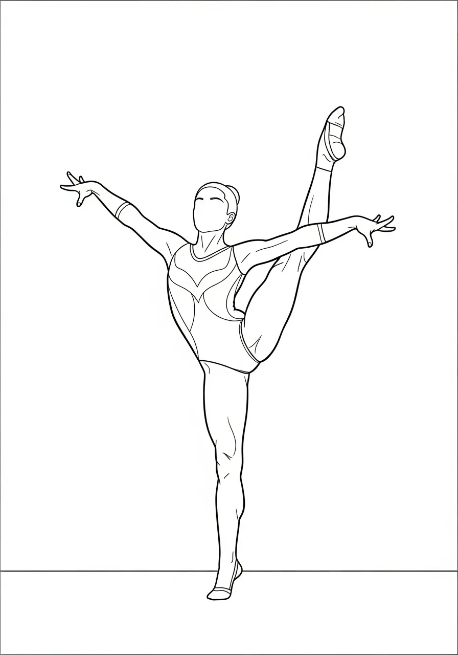 elegante turnpose op een been kleurplaat