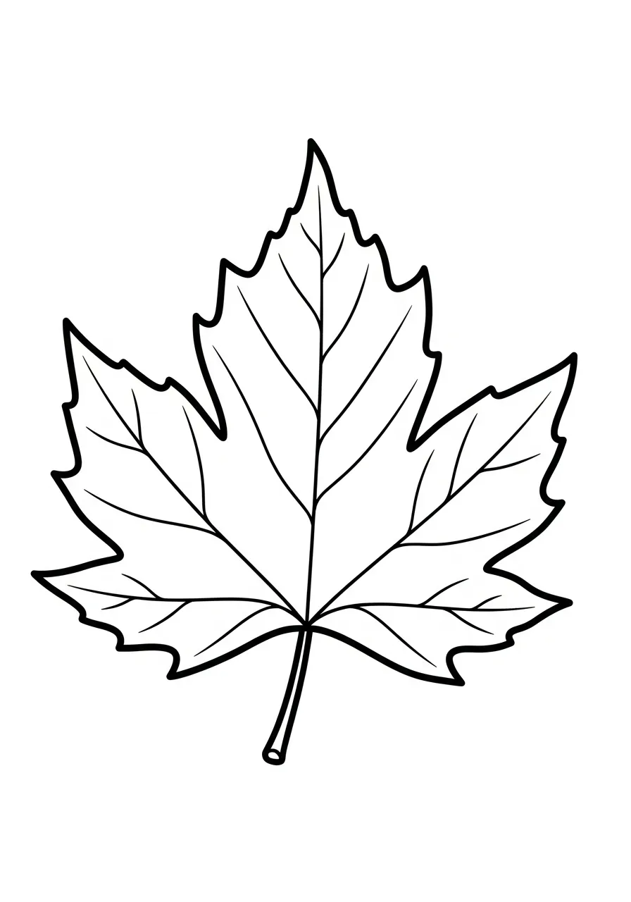 Kleurplaat Bladeren 19 esdoornblad grote randen kleurplaat