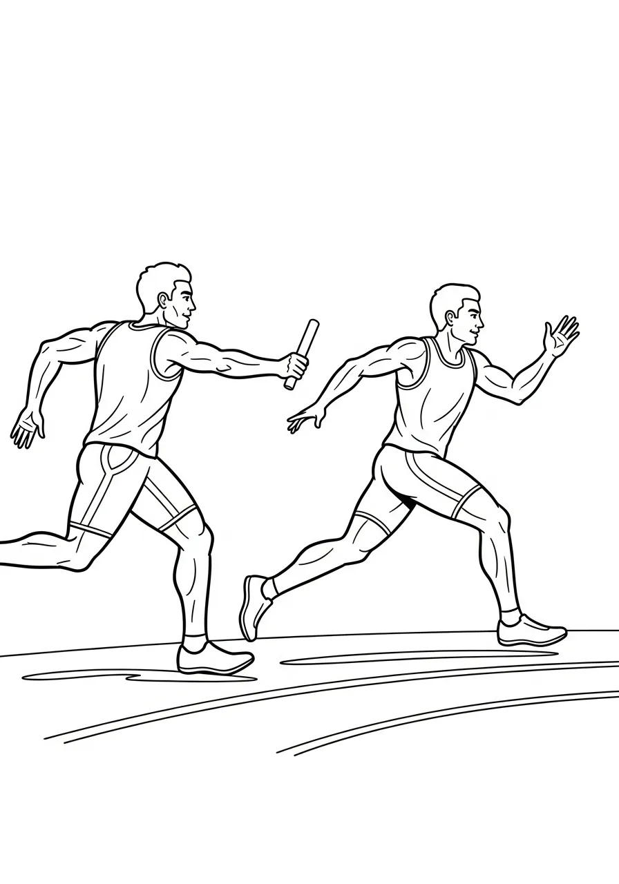 Kleurplaat Olympische Spelen 16 estafette wissel runners kleurplaat