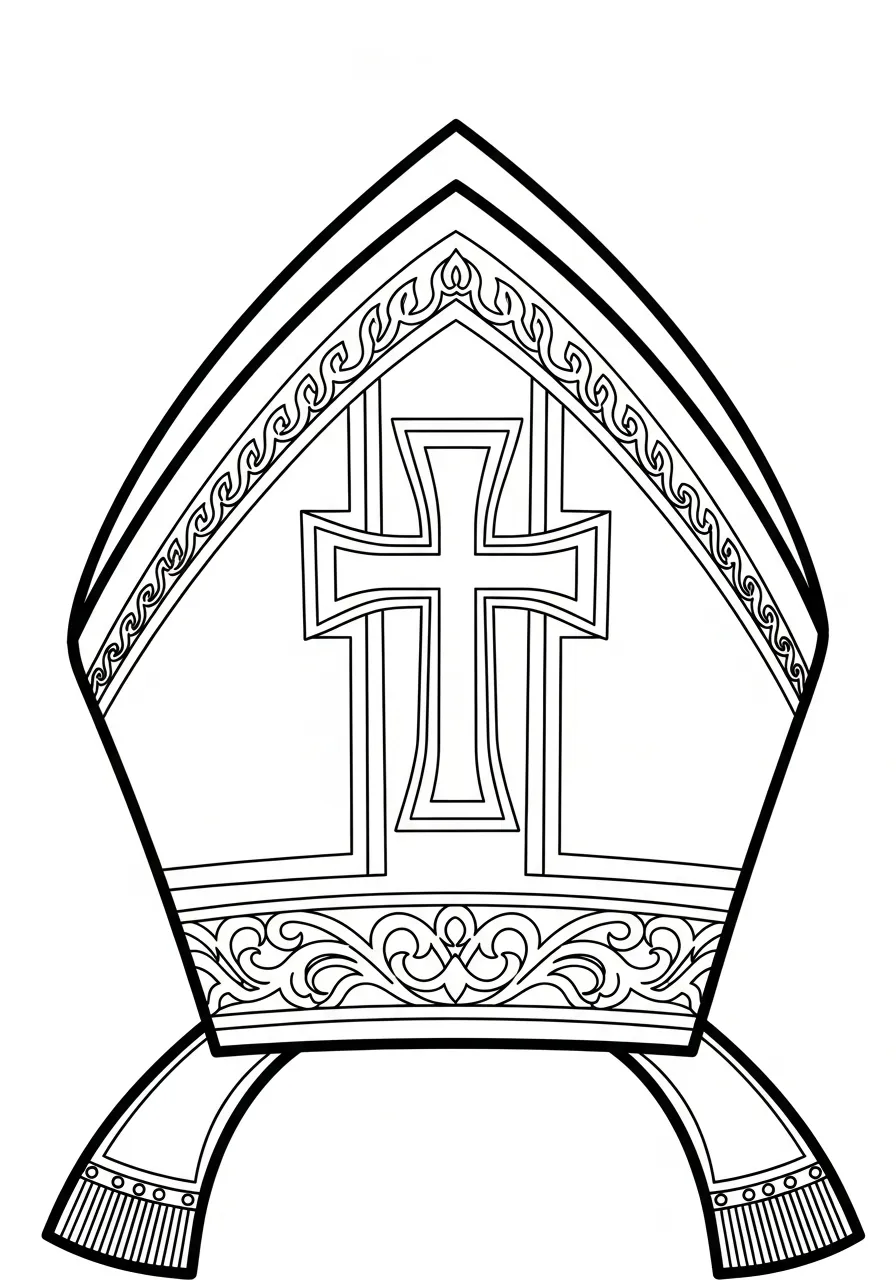 gedetailleerde mijter met patroon kleurplaat