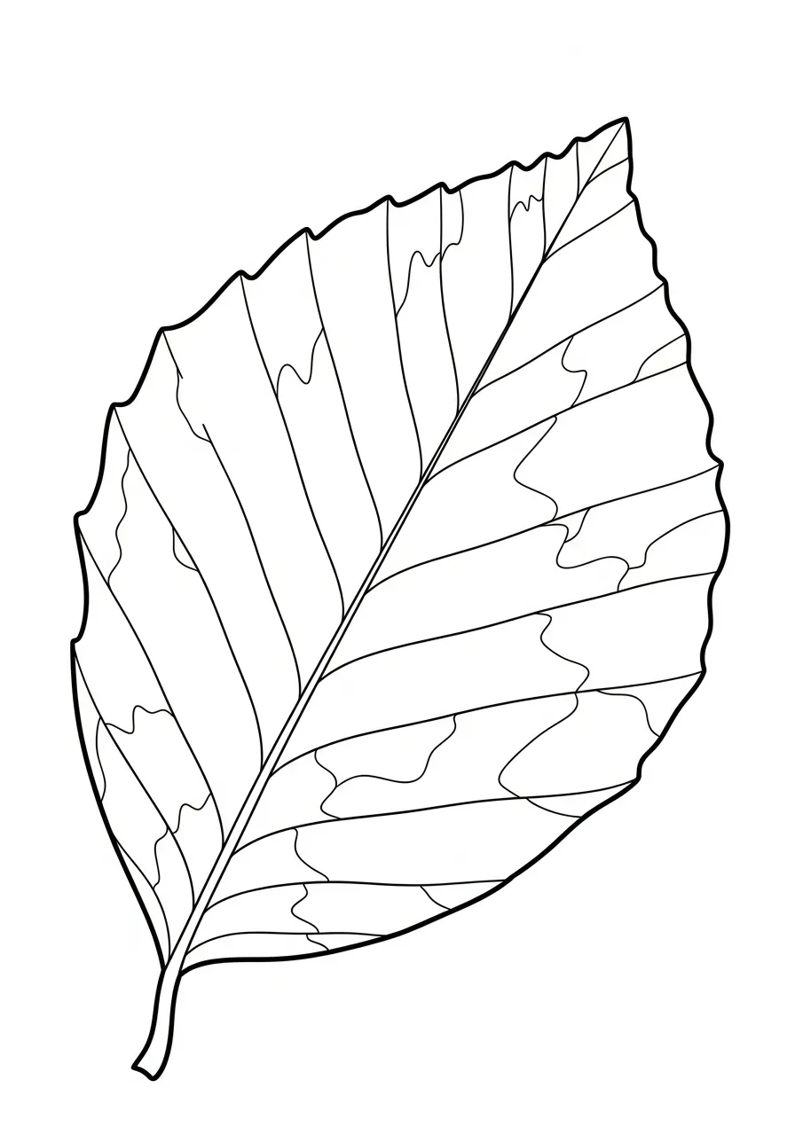 Kleurplaat Bladeren 17 glad blad natuurvorm kleurplaat