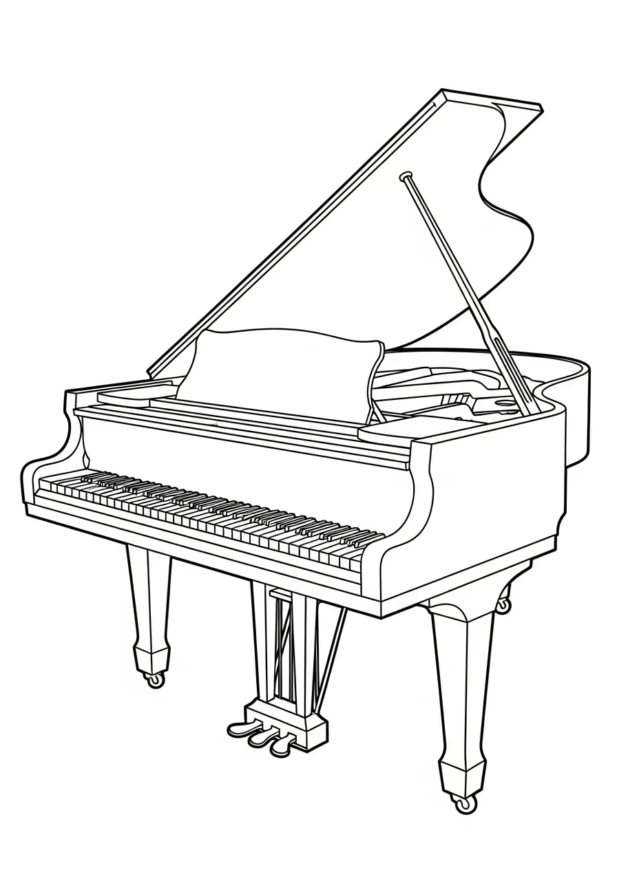 Piano Kleurplaat 11 grote concertvleugel tekening kleurplaat