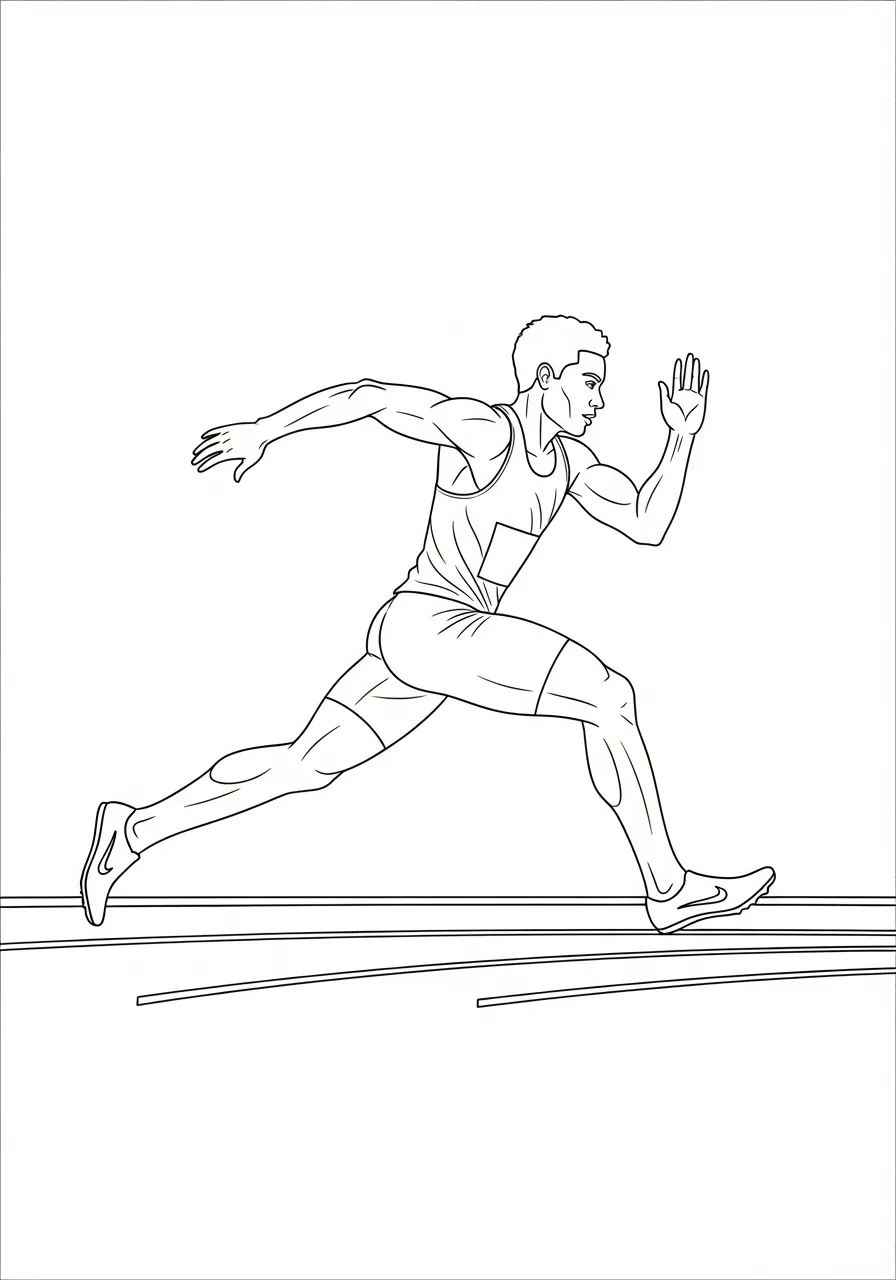 Kleurplaat Olympische Spelen 19 hardloper op baan kleurplaat