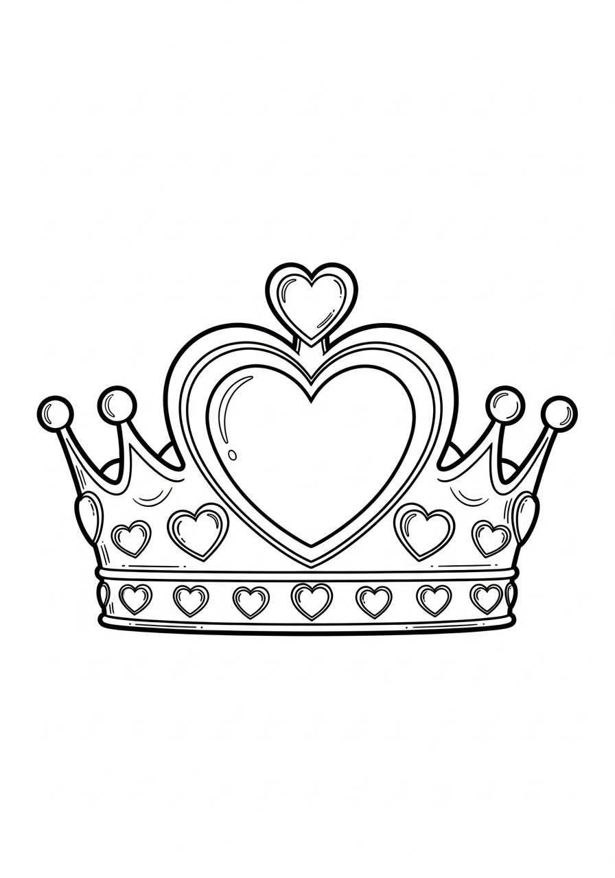 Kroon Kleurplaat 22 hartvormige kroon kleurplaat
