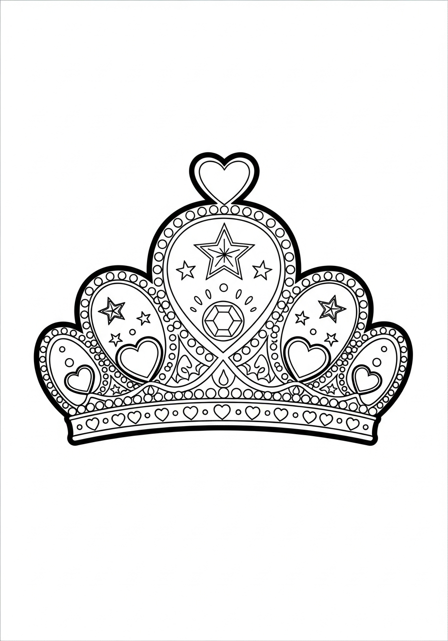 Kroon Kleurplaat 21 hartvormige prinsessen kroon kleurplaat