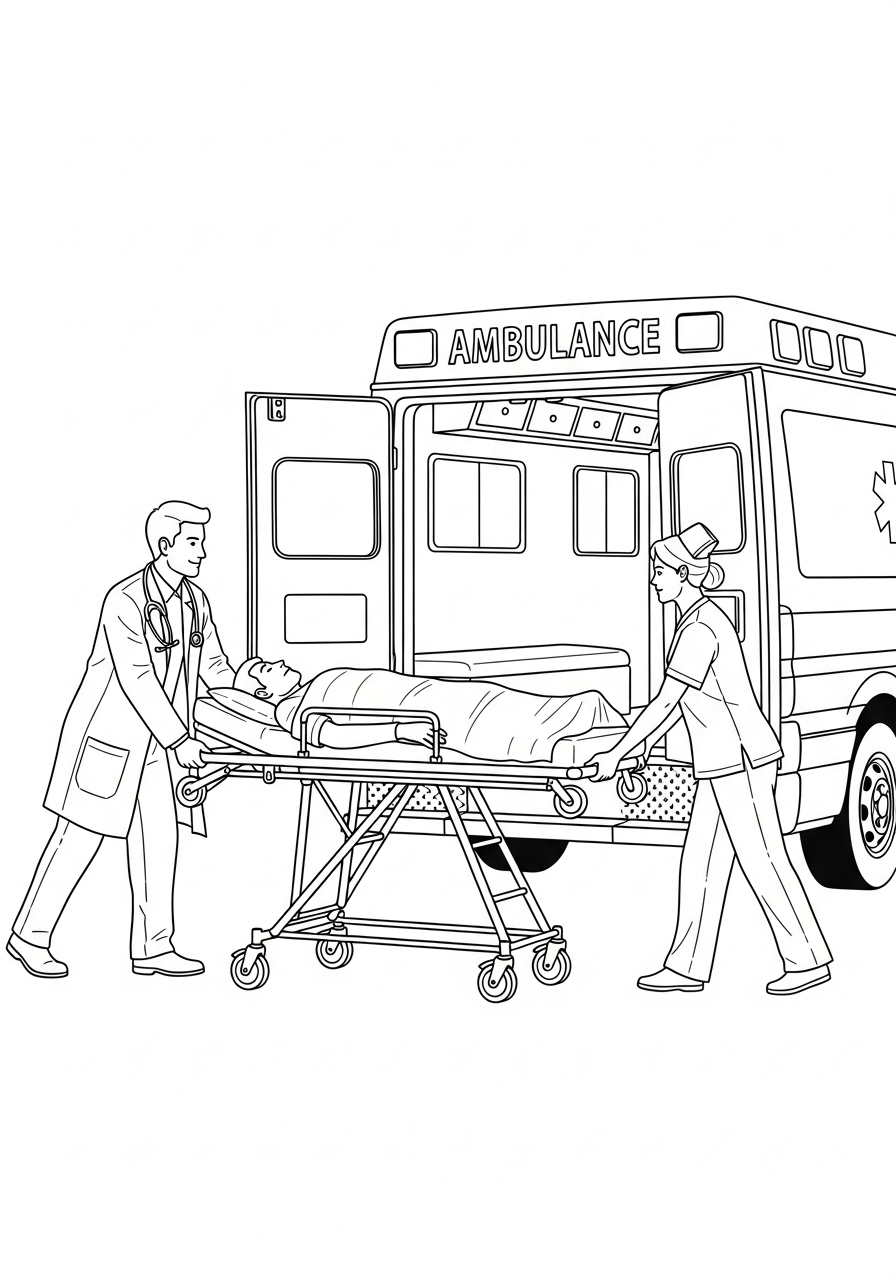heldhaftige hulpverleners aan het werk kleurplaat