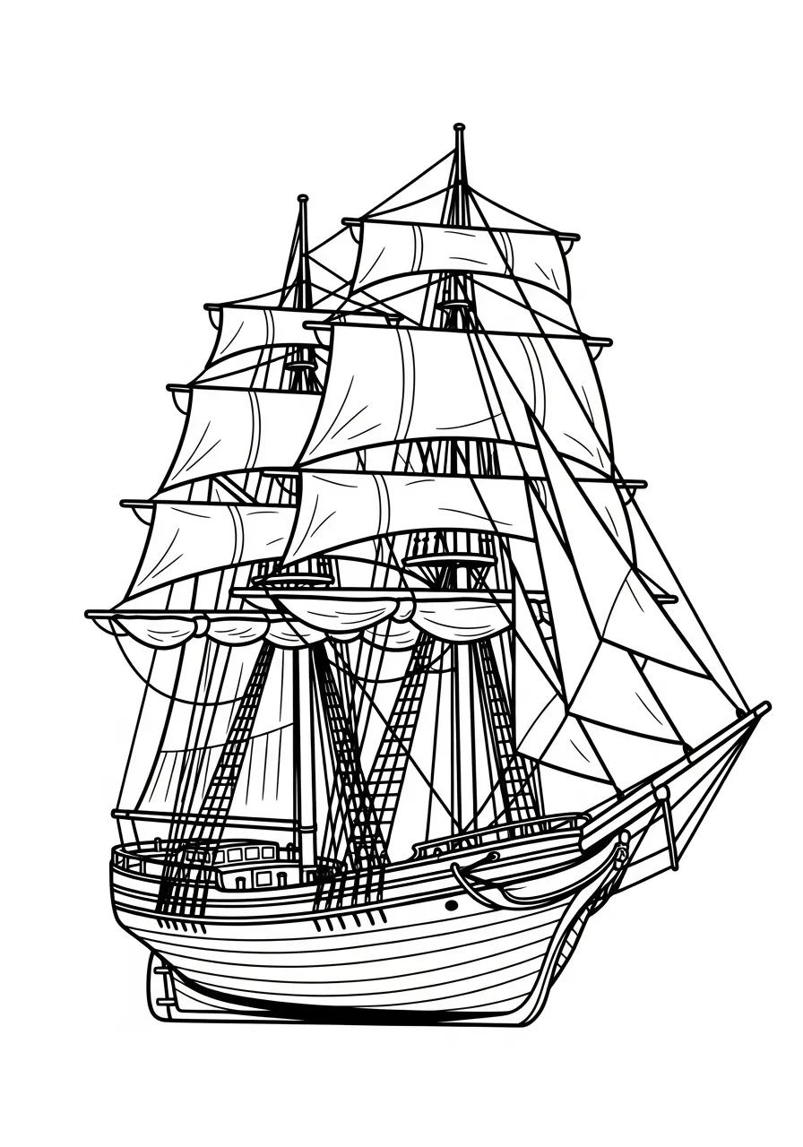 Kleurplaat Boot 18 historisch zeilschip kleurplaat