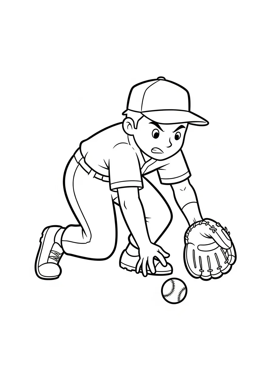 Kleurplaat Olympische Spelen 20 honkbal veldspeler kleurplaat