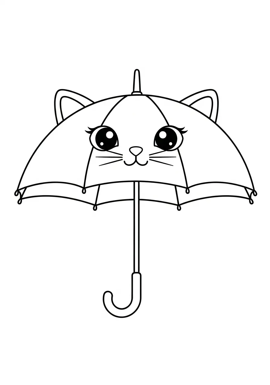 Paraplu Kleurplaat 18 katten paraplu met oren kleurplaat