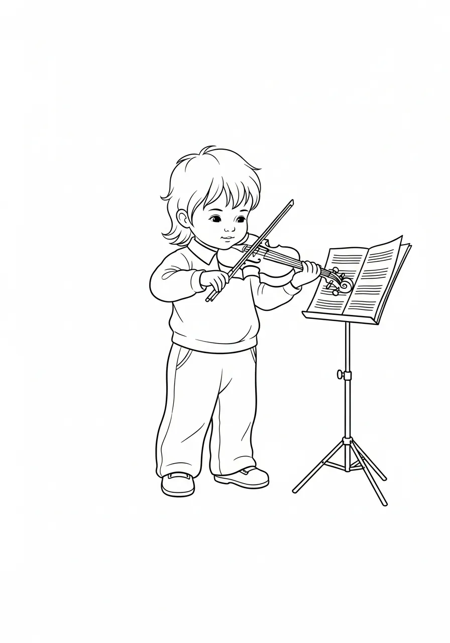 Kleurplaat Cello 18 kind speelt op kleine cello kleurplaat