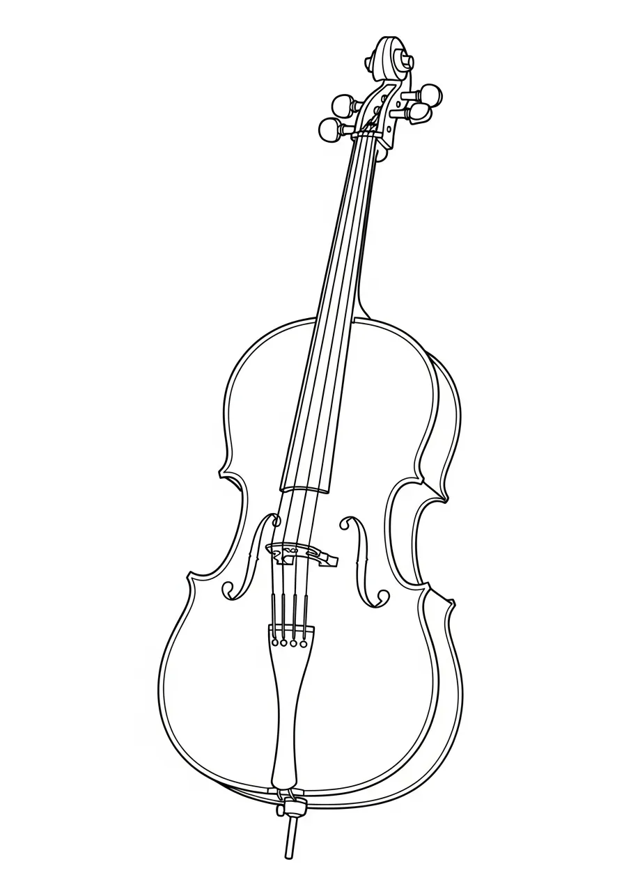 Kleurplaat Cello 19 klassieke cello illustratie kleurplaat