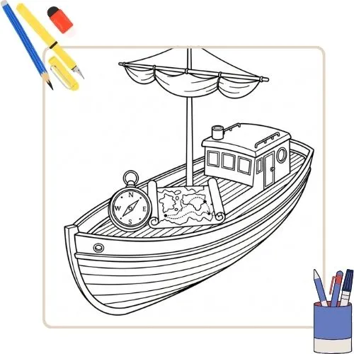 Kleurplaat Boot thumbnail