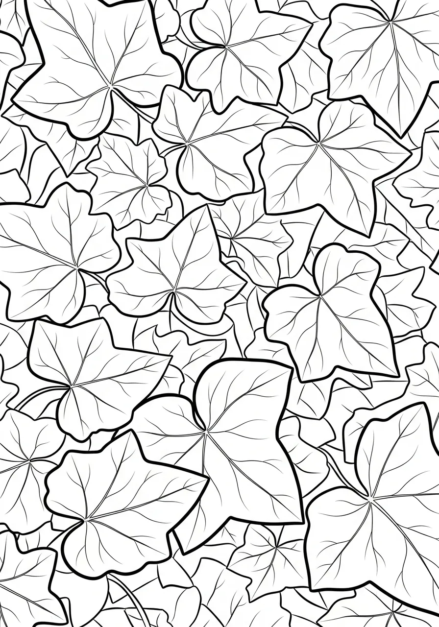 Kleurplaat Bladeren 12 klimop bladeren patroon kleurplaat