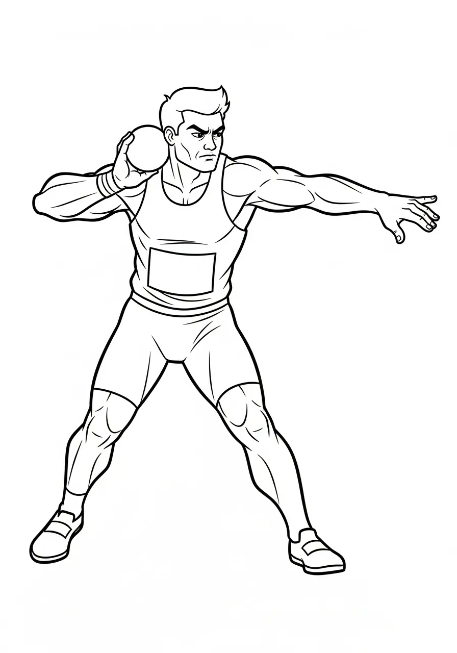 Kleurplaat Olympische Spelen 23 kogelstoten atleet kleurplaat