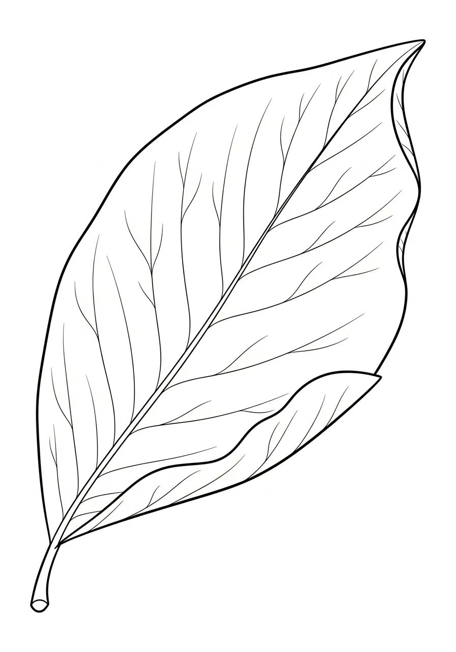 Kleurplaat Bladeren 11 langwerpig blad detail kleurplaat