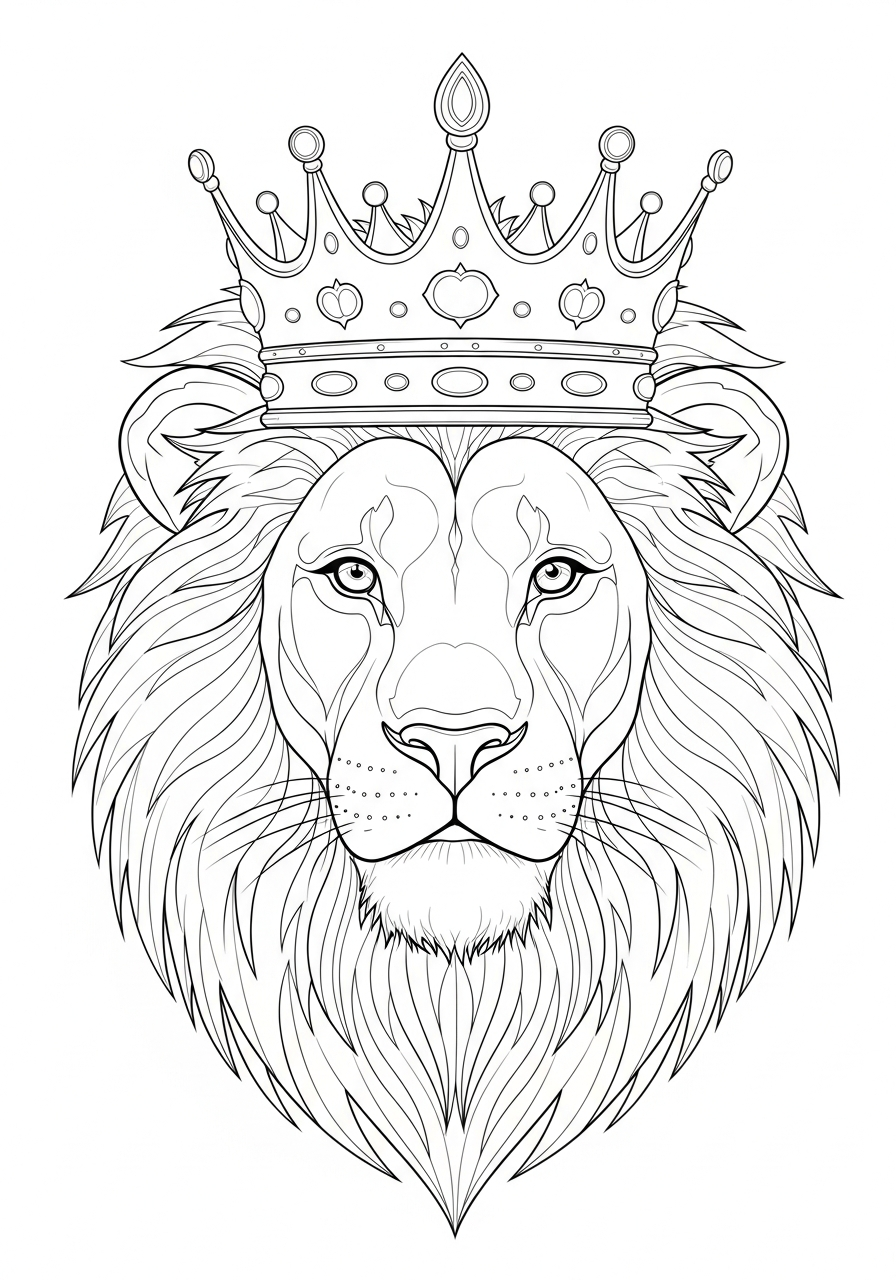 Kroon Kleurplaat 17 leeuw met koninklijke kroon kleurplaat