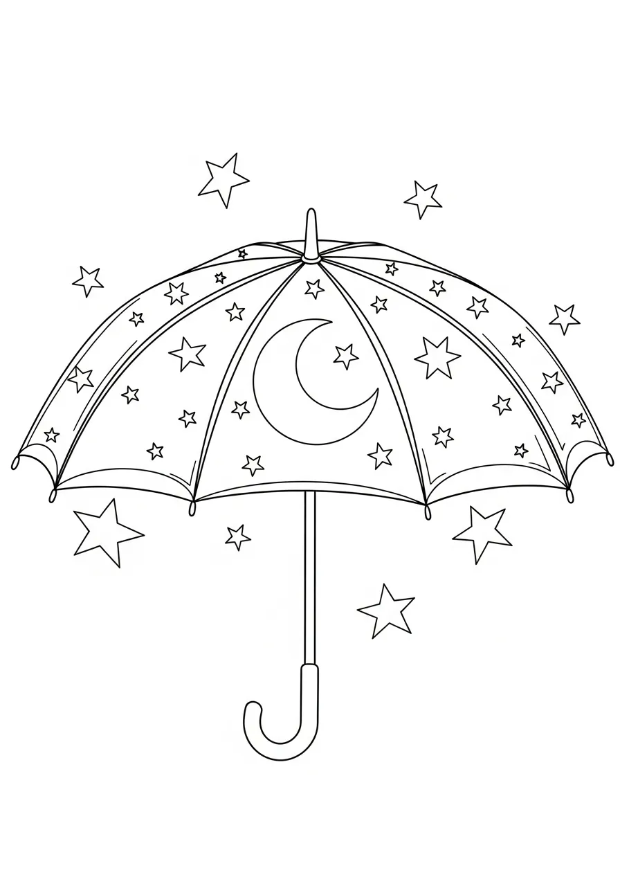 Paraplu Kleurplaat 20 maan en sterren paraplu kleurplaat