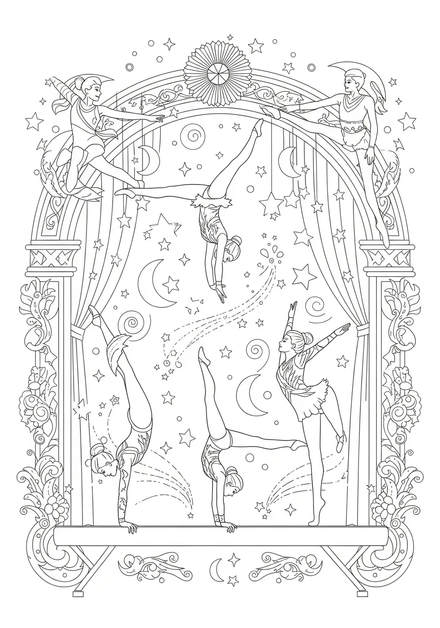 magische turnshow met sterren kleurplaat