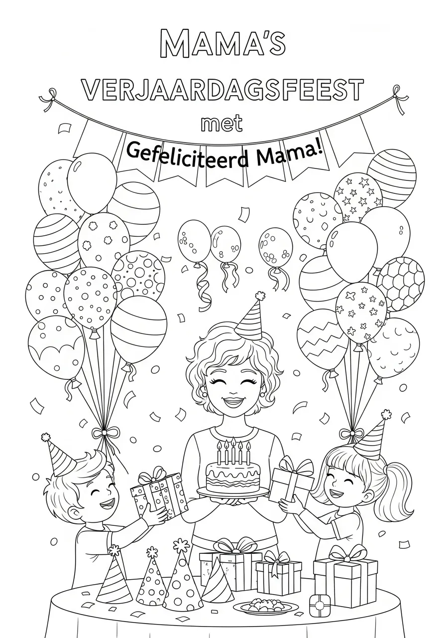 Kleurplaat Verjaardag Mama 8 mamas verjaardagsfeest kleurplaat