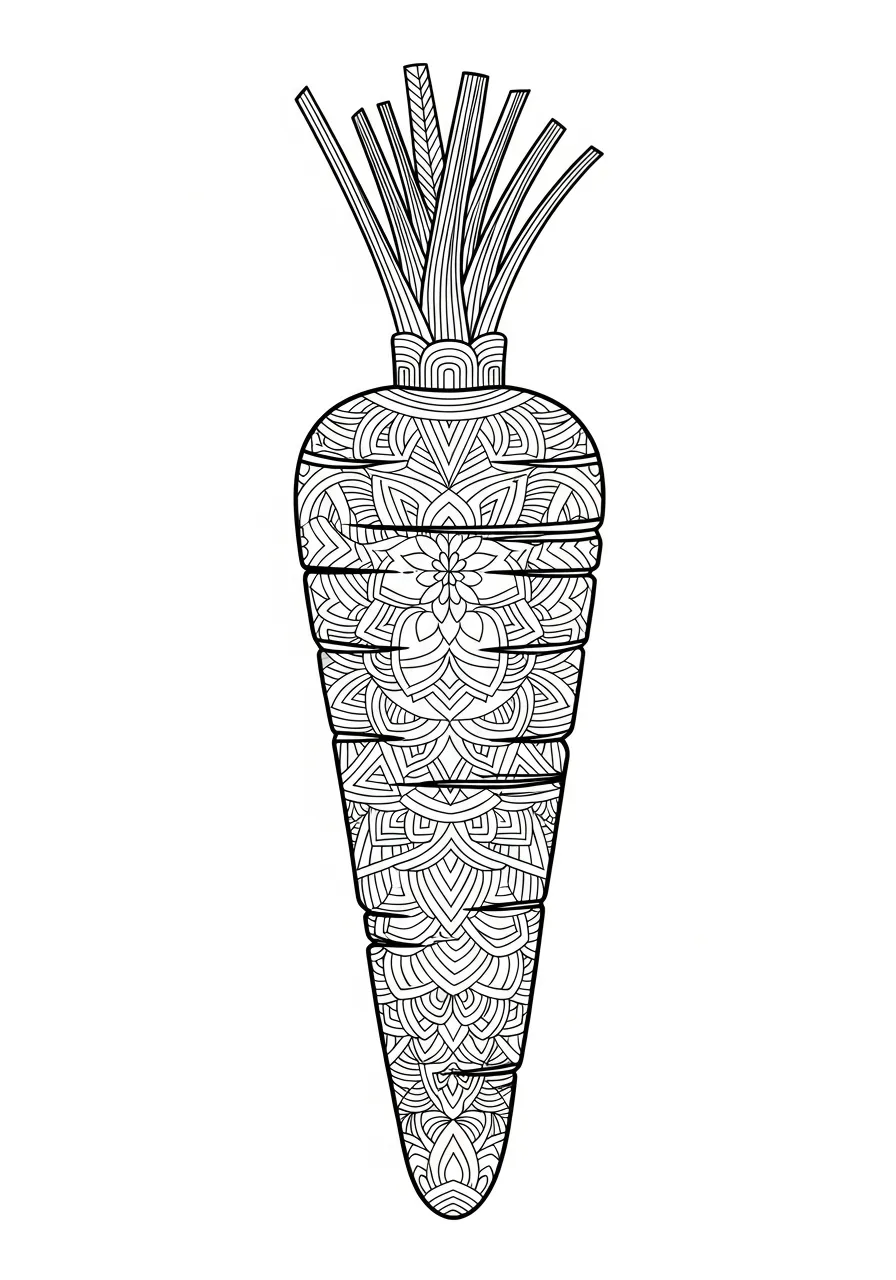 mandala patroon wortel gesegmenteerd kleurplaat