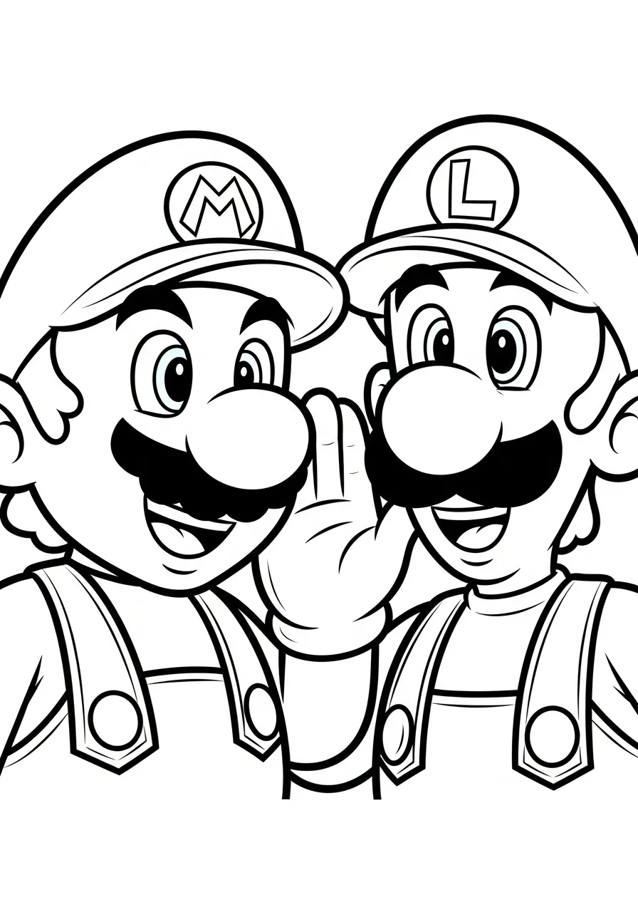 mario fluistert een geheim kleurplaat
