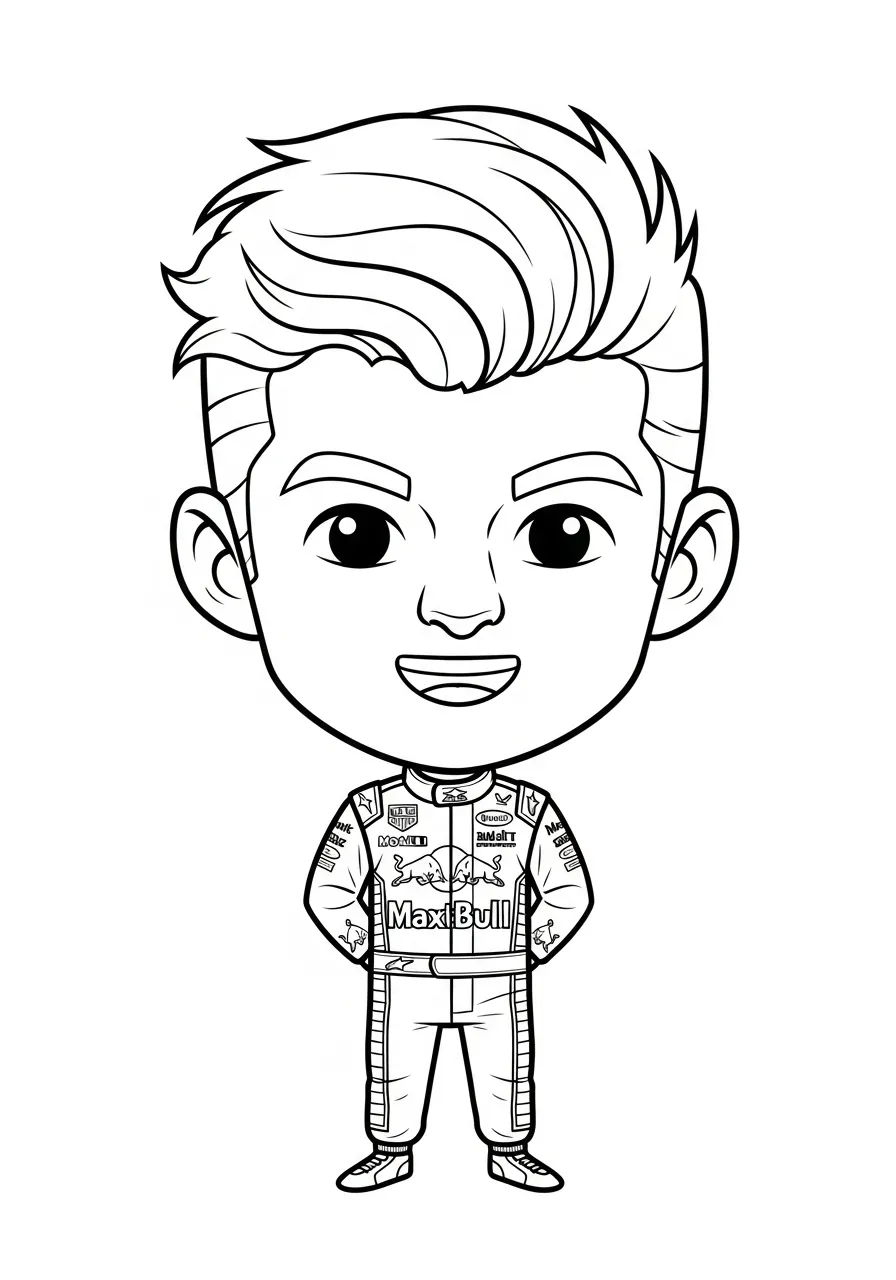 max verstappen chibi tekening leuk kleurplaat