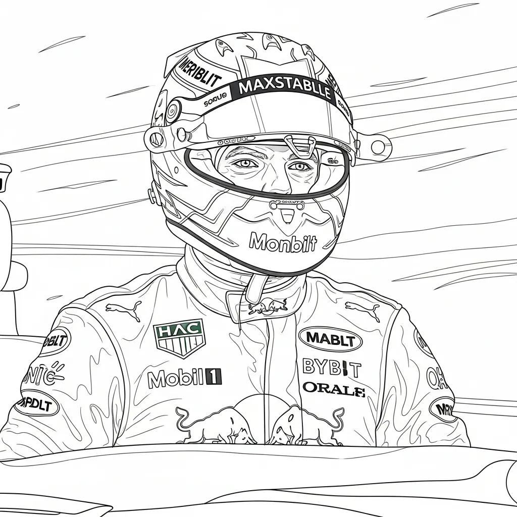 max verstappen in de cockpit racestart kleurplaat