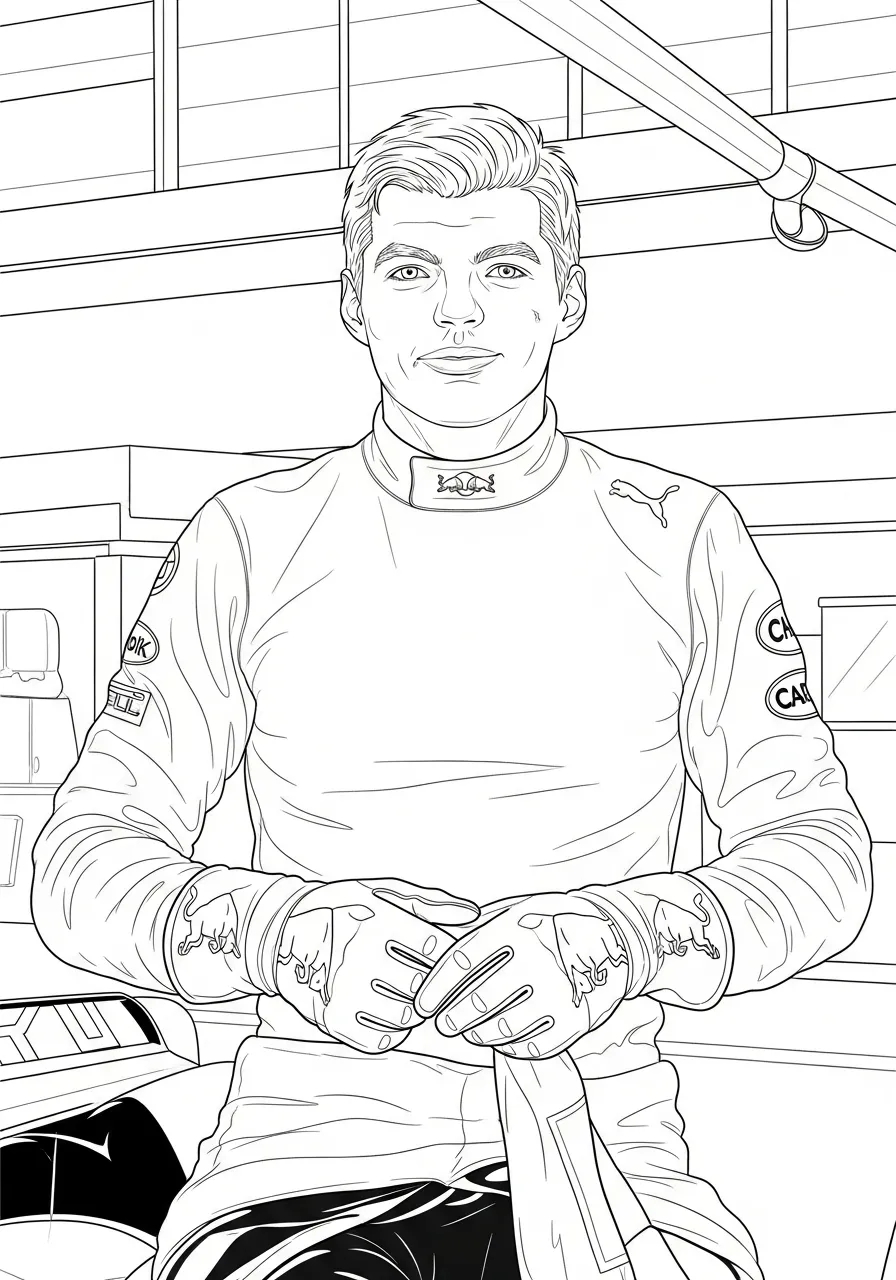 max verstappen in de pitbox kleurplaat