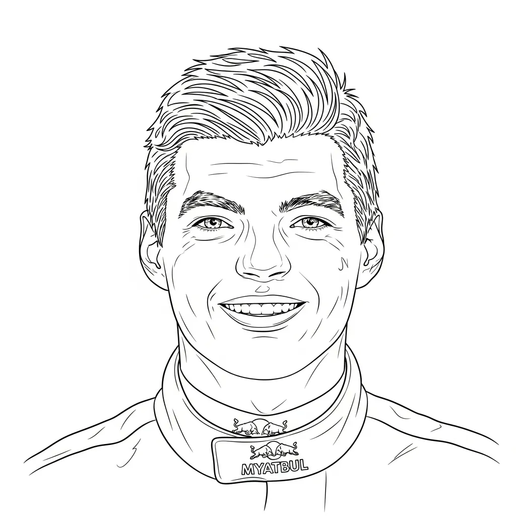 max verstappen lachende portret kleurplaat