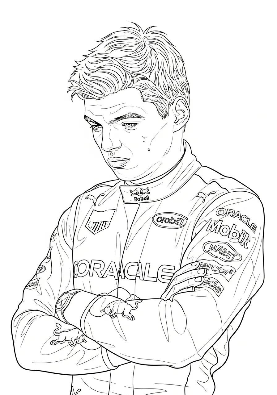 max verstappen na de race emotioneel kleurplaat