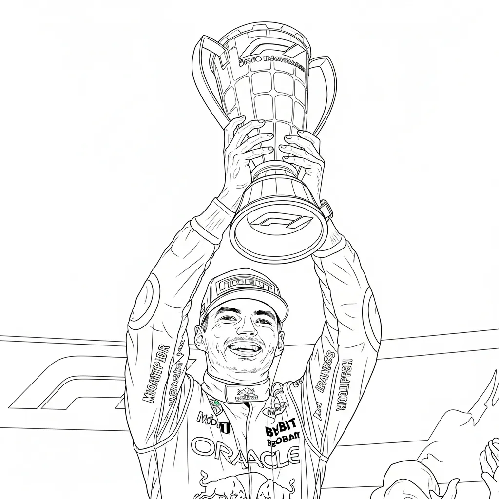 max verstappen winnaar met trofee kleurplaat