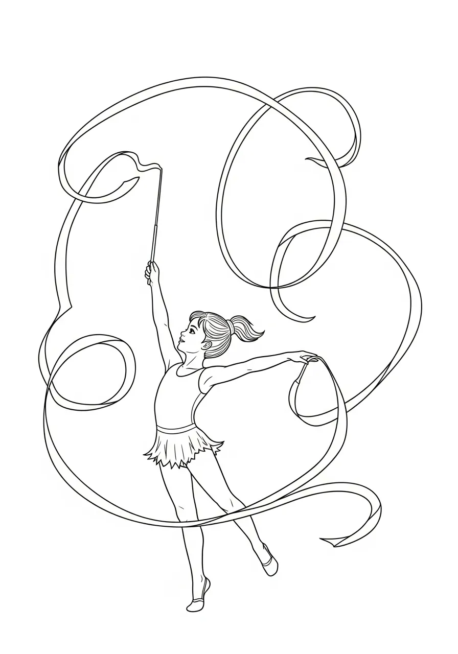 meisje met lint turnen kleurplaat