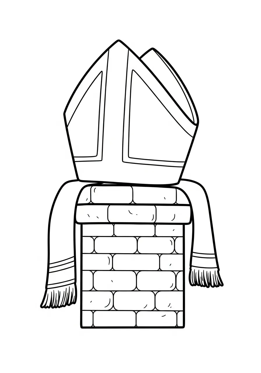 mijter op schoorsteen kleurplaat