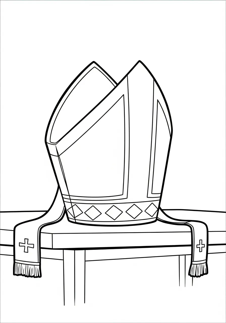 mijter op tafel kleurplaat