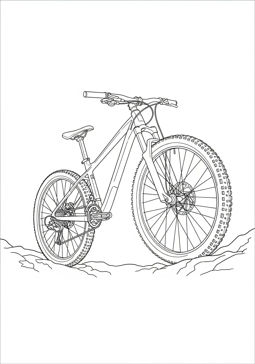 mountainbike op rotsachtig pad sportieve fiets kleurplaat