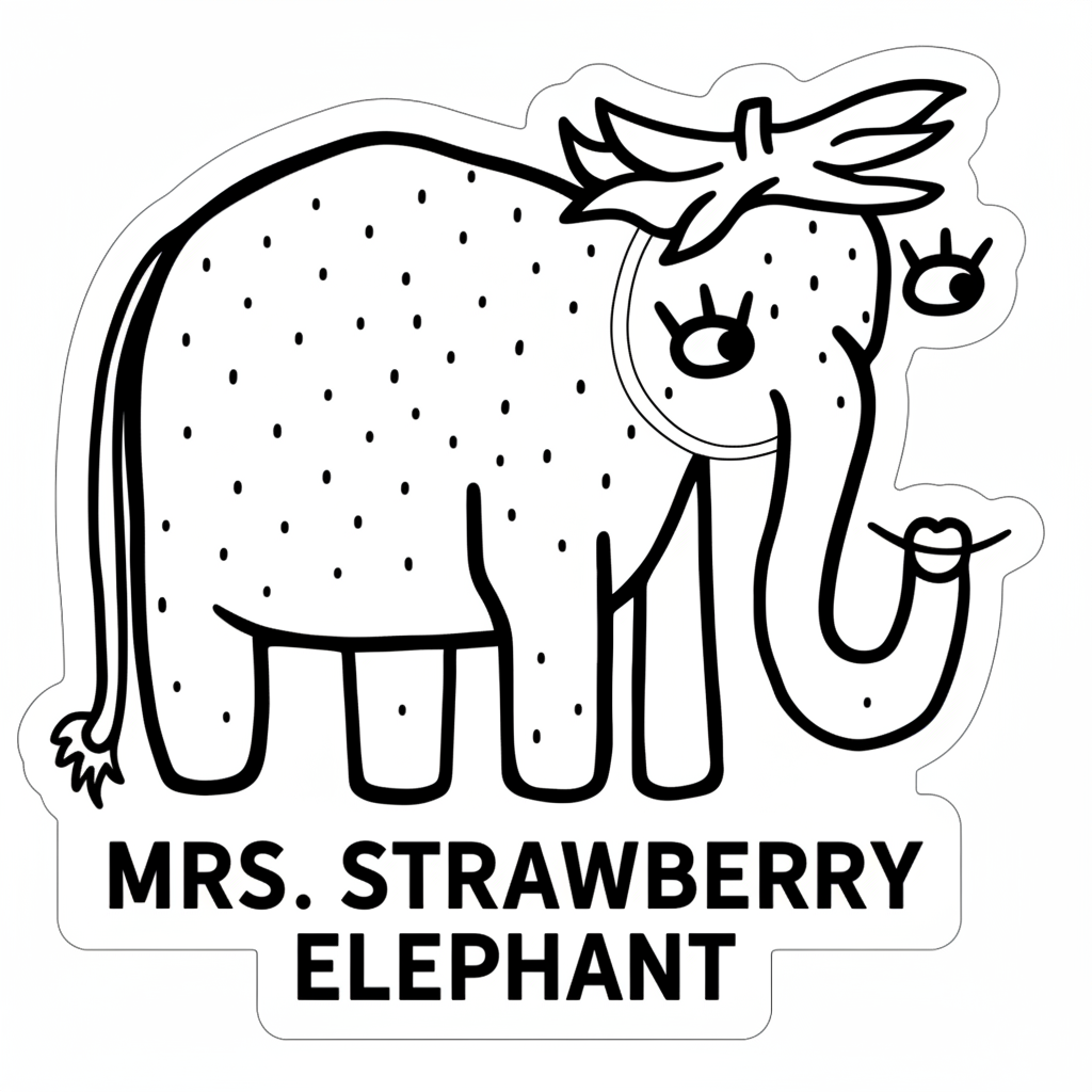 Strawberry Elephant Kleurplaat 16 mrs strawberry elephant cartoonstijl kleurplaat