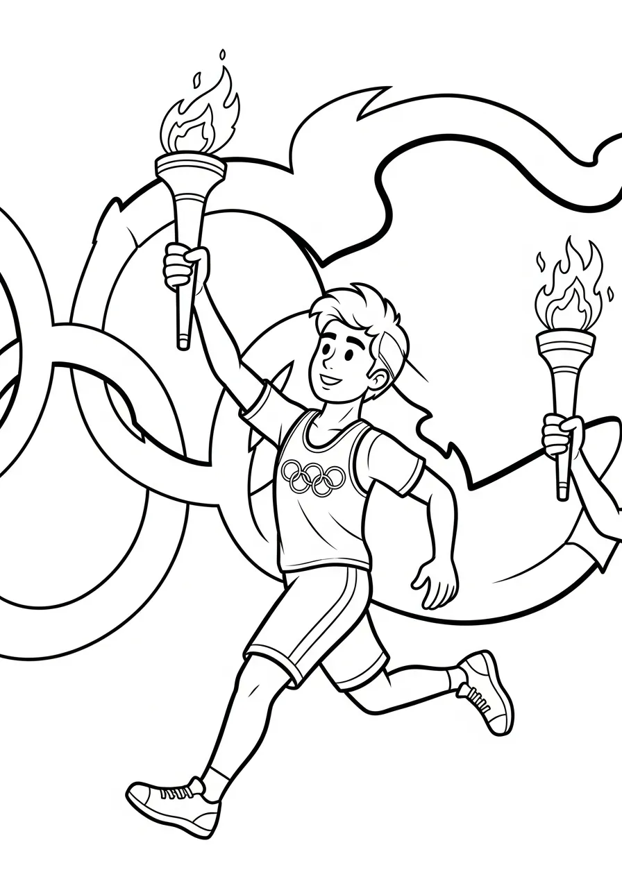 Kleurplaat Olympische Spelen 24 olympische fakkel loper kleurplaat