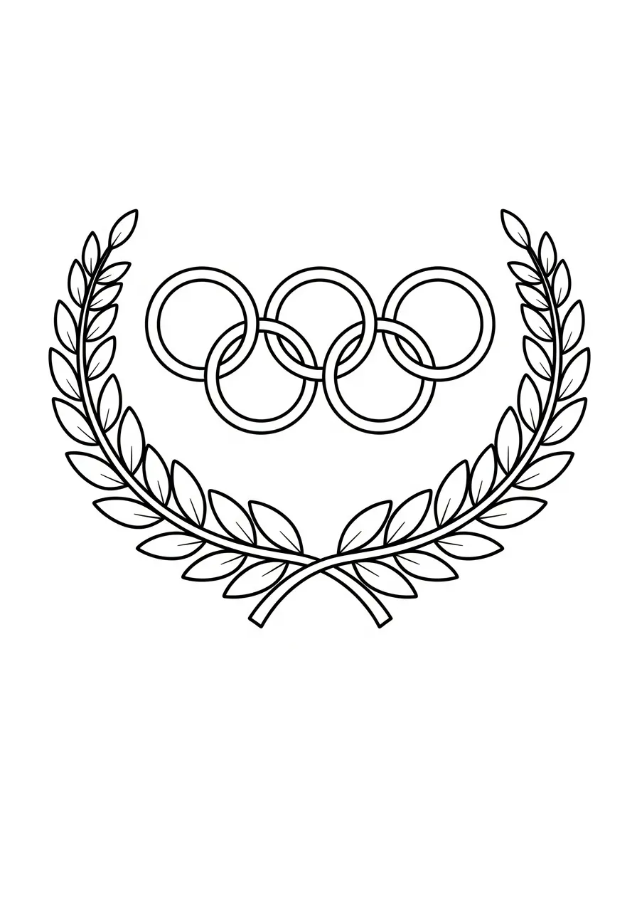 Kleurplaat Olympische Spelen 25 olympische ringen krans kleurplaat