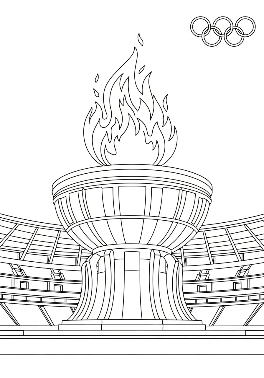 Kleurplaat Olympische Spelen 26 olympische vlam stadion kleurplaat