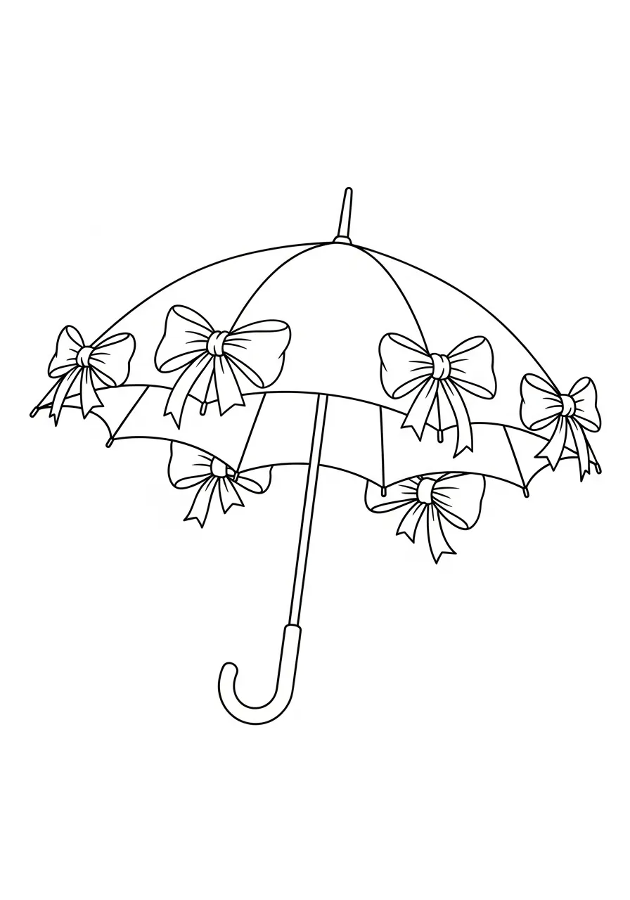 Paraplu Kleurplaat 27 paraplu met strikken en linten kleurplaat