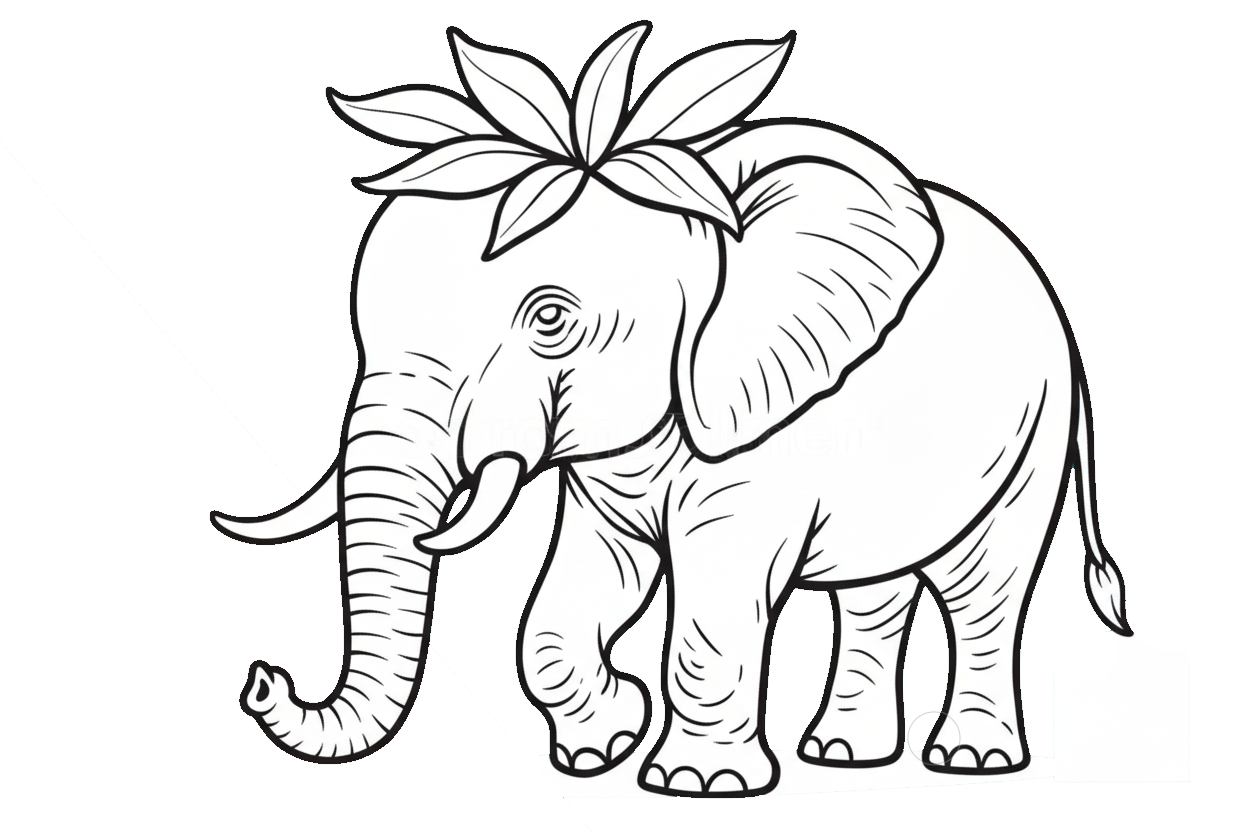 Strawberry Elephant Kleurplaat 10 realistische strawberry olifant met bladkroon kleurplaat