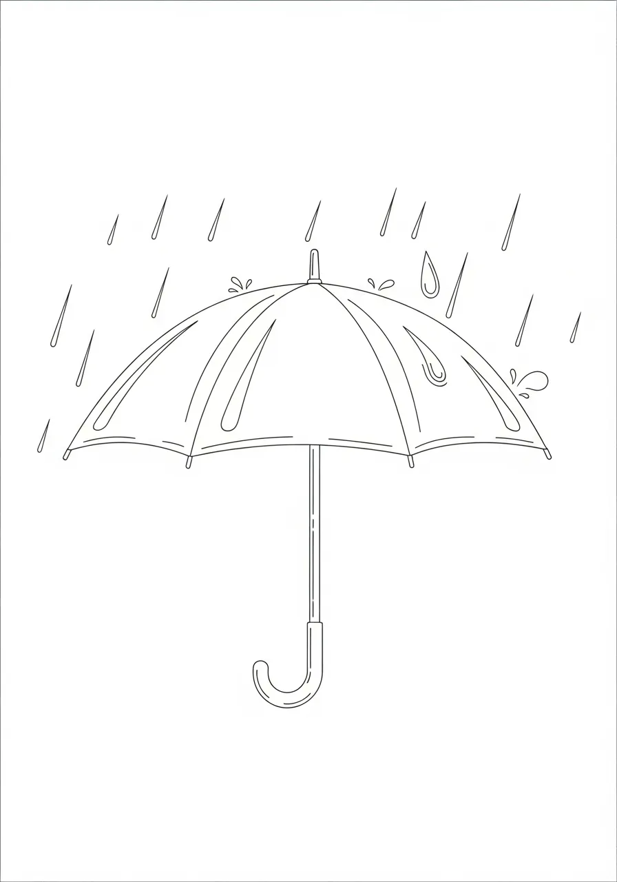 Paraplu Kleurplaat 29 regen paraplu met druppels kleurplaat